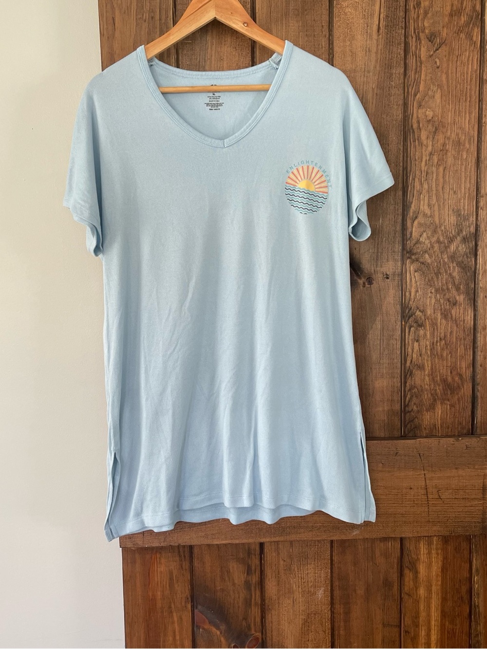 C&C California Blue Terry Look Sunshine Graphic Swim Cover Up XL Coastal Beachy